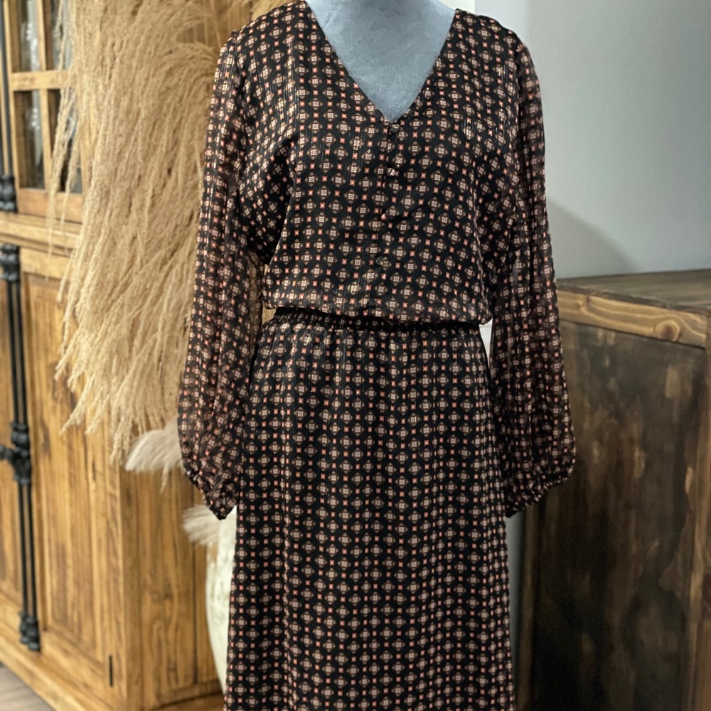 TALBOTS Plus Size Brown Midi Dress